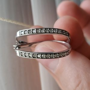 Genuine diamond oval hoops